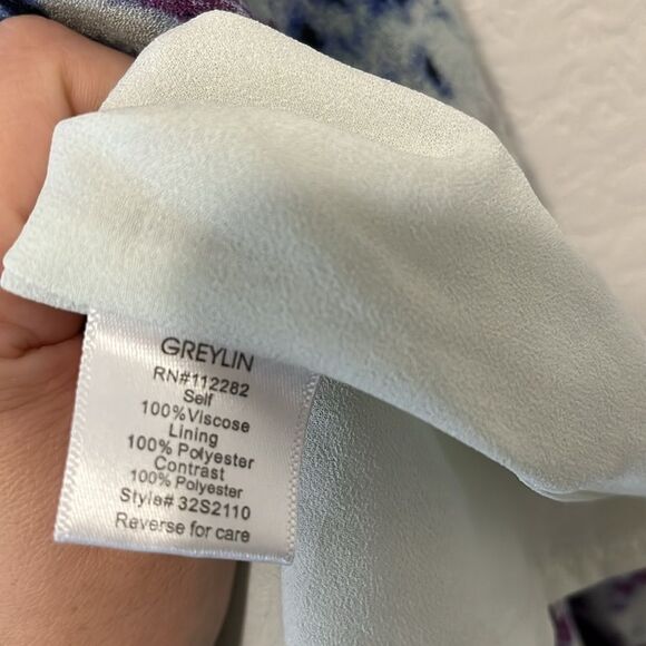 GREYLIN Purple Black and White Watercolor Button Up Maxi Skirt, Size XS - Picture 10 of 10